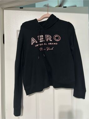 Aeropostale Black Hoodie with Pink Logo